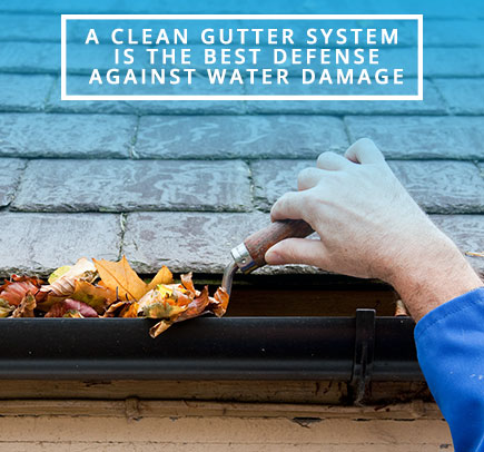 Hand Cleaning a Rain Gutter