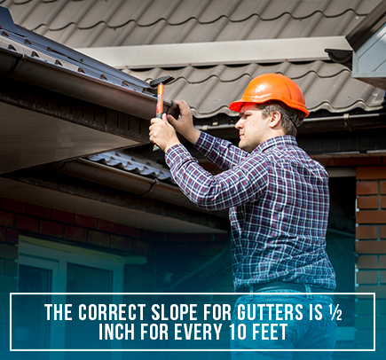 Technician Fixing a Gutter's Slope